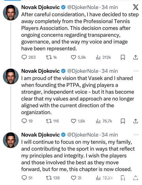 德约科维奇决定退出职业网球运动员协会 德约科维奇决定退出职业网球运动员协会